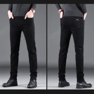 Men’s Black Stretch Jeans – Slim Straight Fit Denim Pants