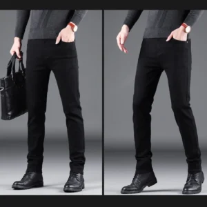 Men’s Black Stretch Jeans – Slim Straight Fit Denim Pants