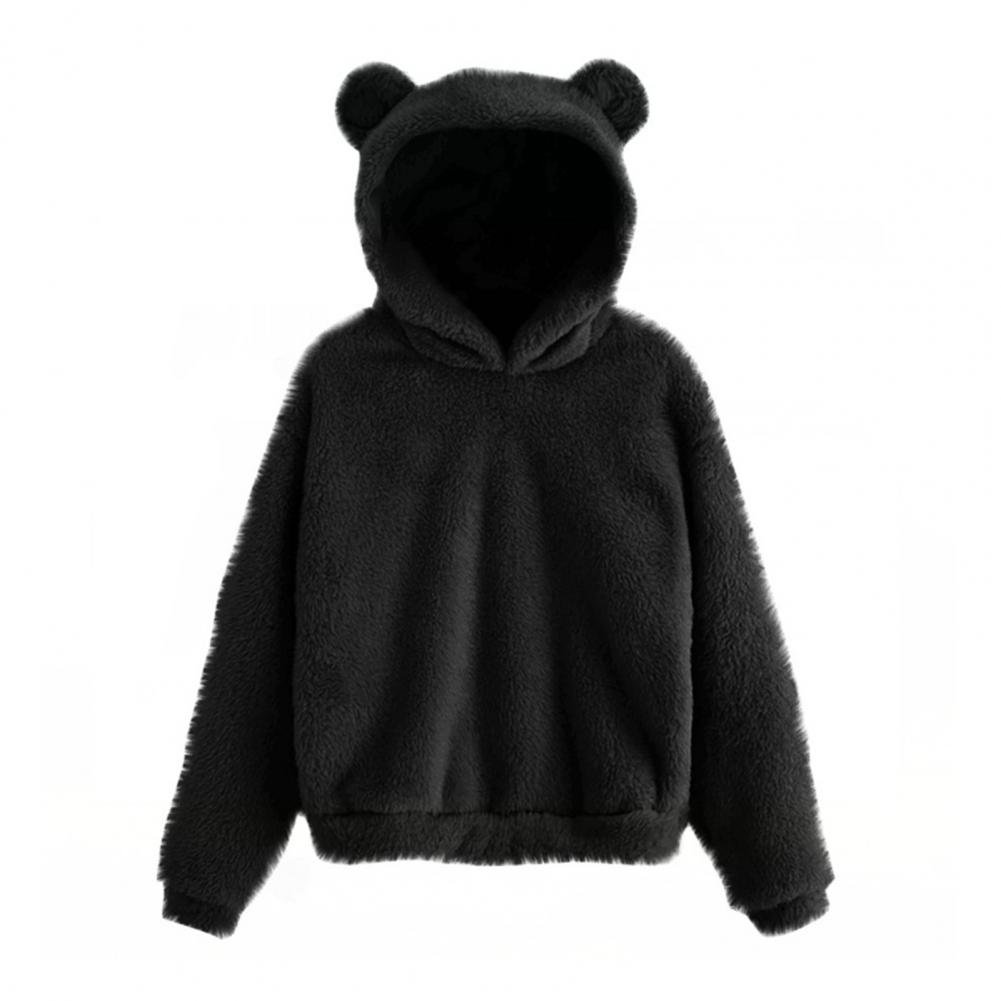 Women’s Plush Hoodie with Rabbit Ear Hood – Winter Style