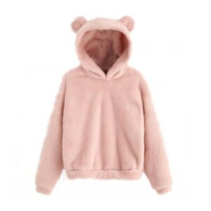 Women’s Plush Hoodie with Rabbit Ear Hood – Winter Style