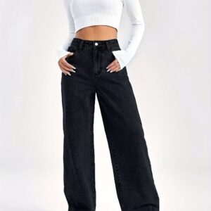 Women’s Wide Leg High Waist Jeans – Straight Cut Denim