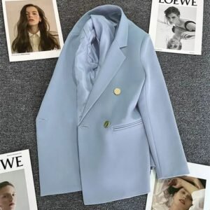 Women’s Elegant Double Breasted Blazer – Korean Style