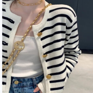 Women’s Striped Knitted Cardigan for Spring & Autumn