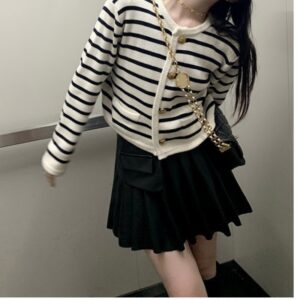 Women’s Striped Knitted Cardigan for Spring & Autumn