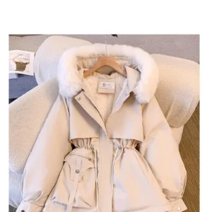 Women’s Winter Hooded Down Coat – Detachable Hood, Loose Fit