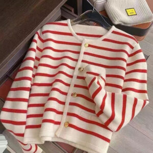 Women’s Striped Knitted Cardigan for Spring & Autumn