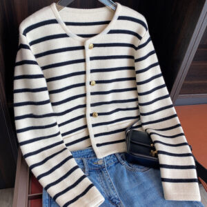 Women’s Striped Knitted Cardigan for Spring & Autumn