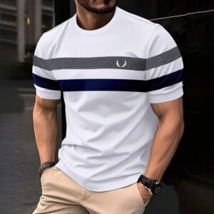 Men’s 3D Colorful Striped T-Shirt – Short Sleeve
