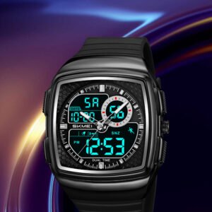 SKMEI 2530 Retro Square Dual Display Sports Digital Watch – Men’s Waterproof Watch