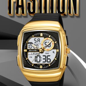 SKMEI 2530 Retro Square Dual Display Sports Digital Watch – Men’s Waterproof Watch