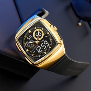 SKMEI 2530 Retro Square Dual Display Sports Digital Watch – Men’s Waterproof Watch
