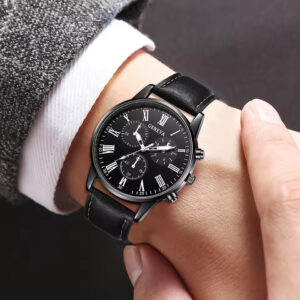 2PCS Men’s Quartz Watch & Bracelet Set – Fashion Digital Scale Dial